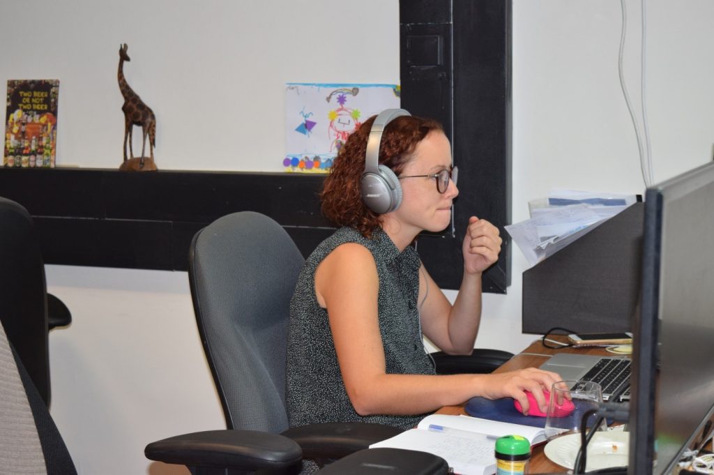 naomi Kaminsky at her desk in the Myndlift office
